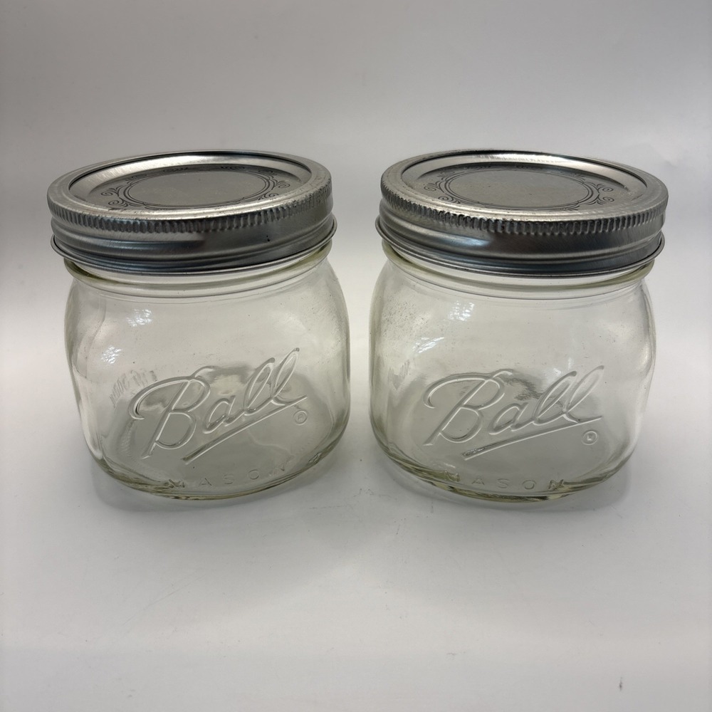 2 Ball Wide Mouth Pint Collection Elite Squat Squatty Mason Jars Set W Lids 16oz
